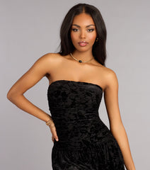 Flirty Nights Flocked Floral Velvet Skater Dress