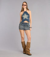 Cool And Confident Denim Mini Skort