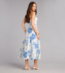 Sandra Floral A-Line Midi Formal Dress