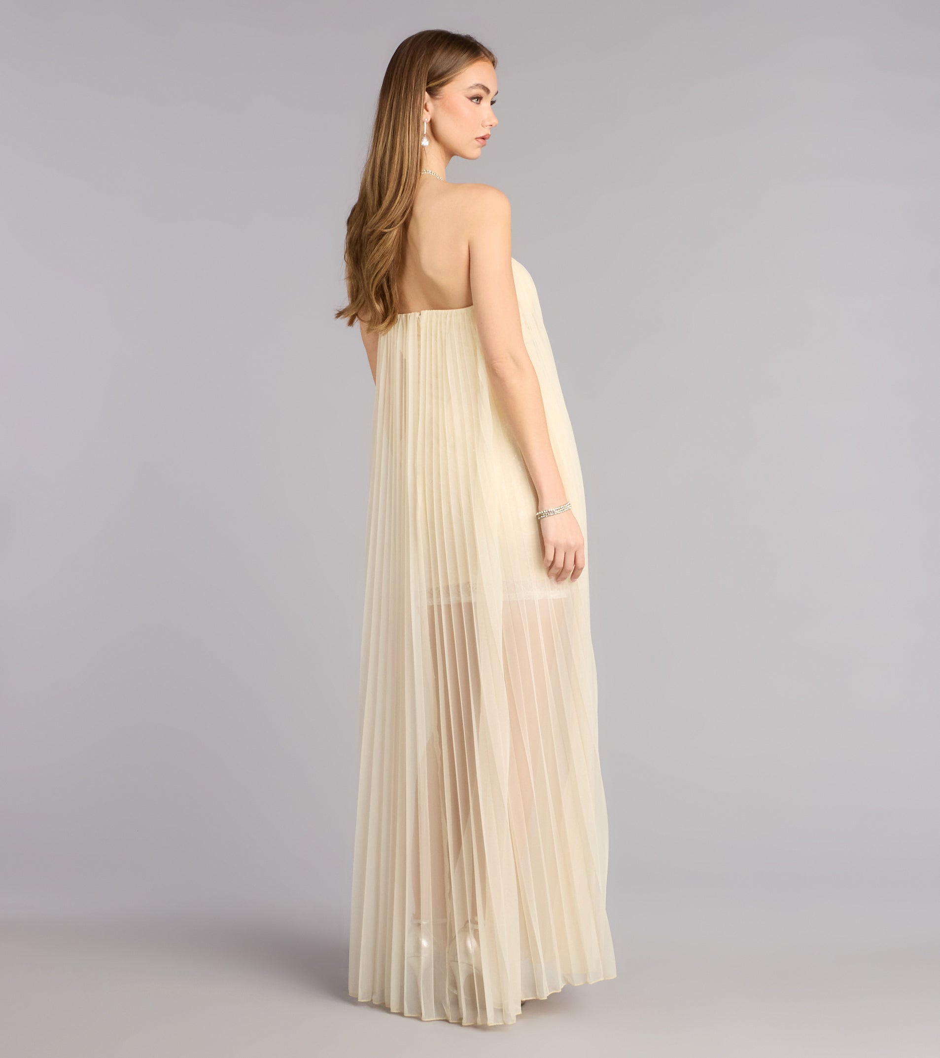 Briley Tulle Pleated A-Line Formal Dress