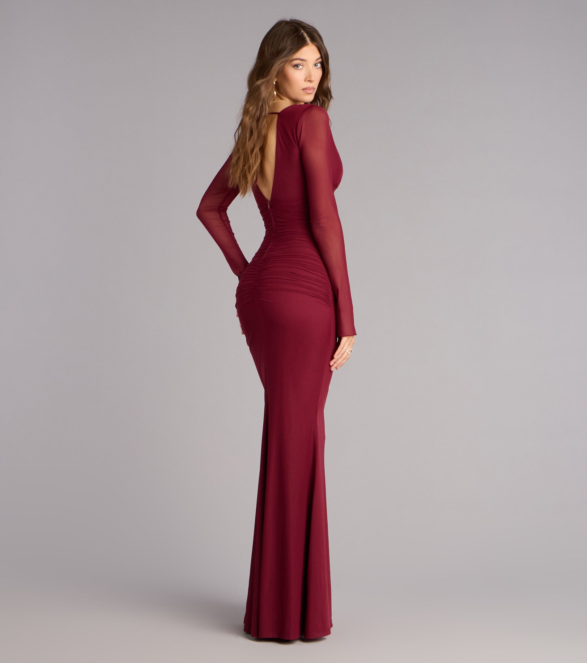 Eileen Mesh Long Sleeve Mermaid Formal Dress