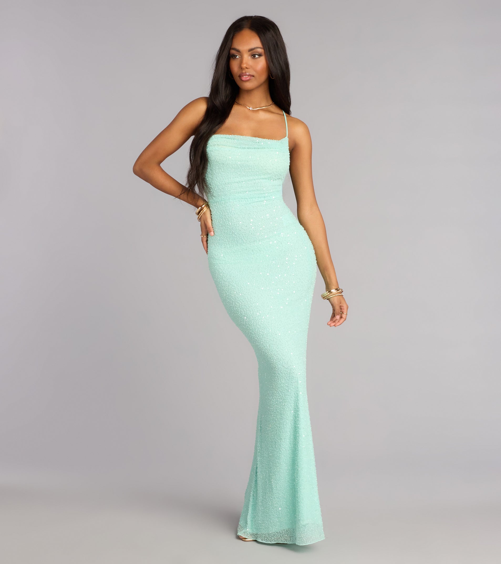Meara Beaded Sequin Mermaid Formal Dress
