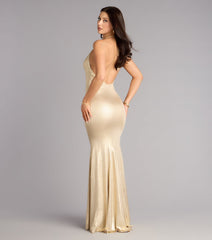 Teresa Metallic Rhinestone Open Back Formal Dress