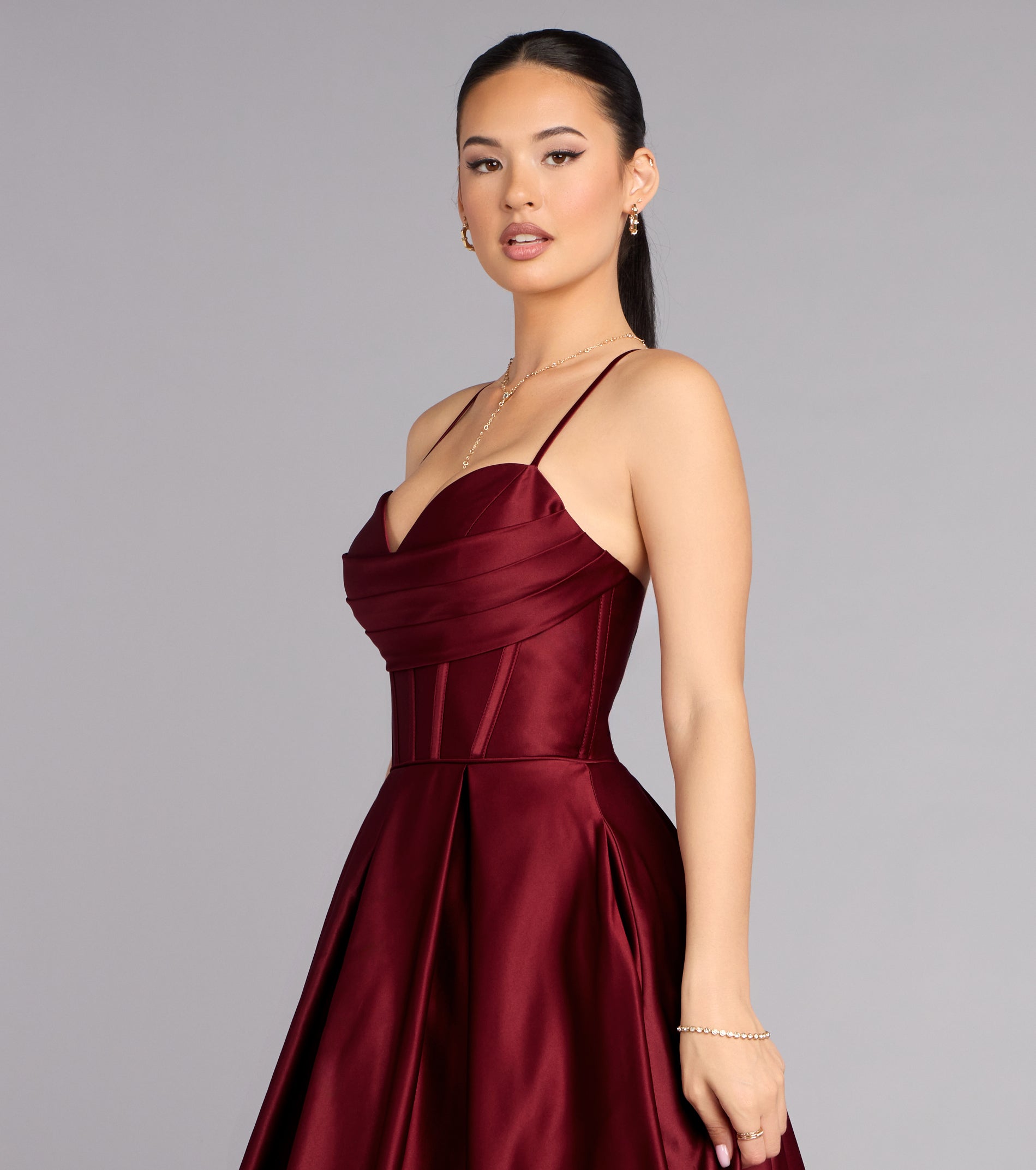 Kaitlynn Satin Lace-Up Ball Gown