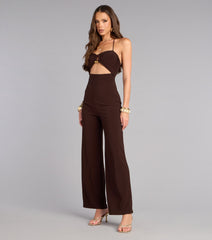 Confident Feel Halter Cutout Wide-Leg Jumpsuit