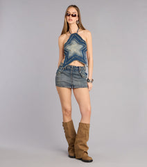 Cool And Confident Denim Mini Skort