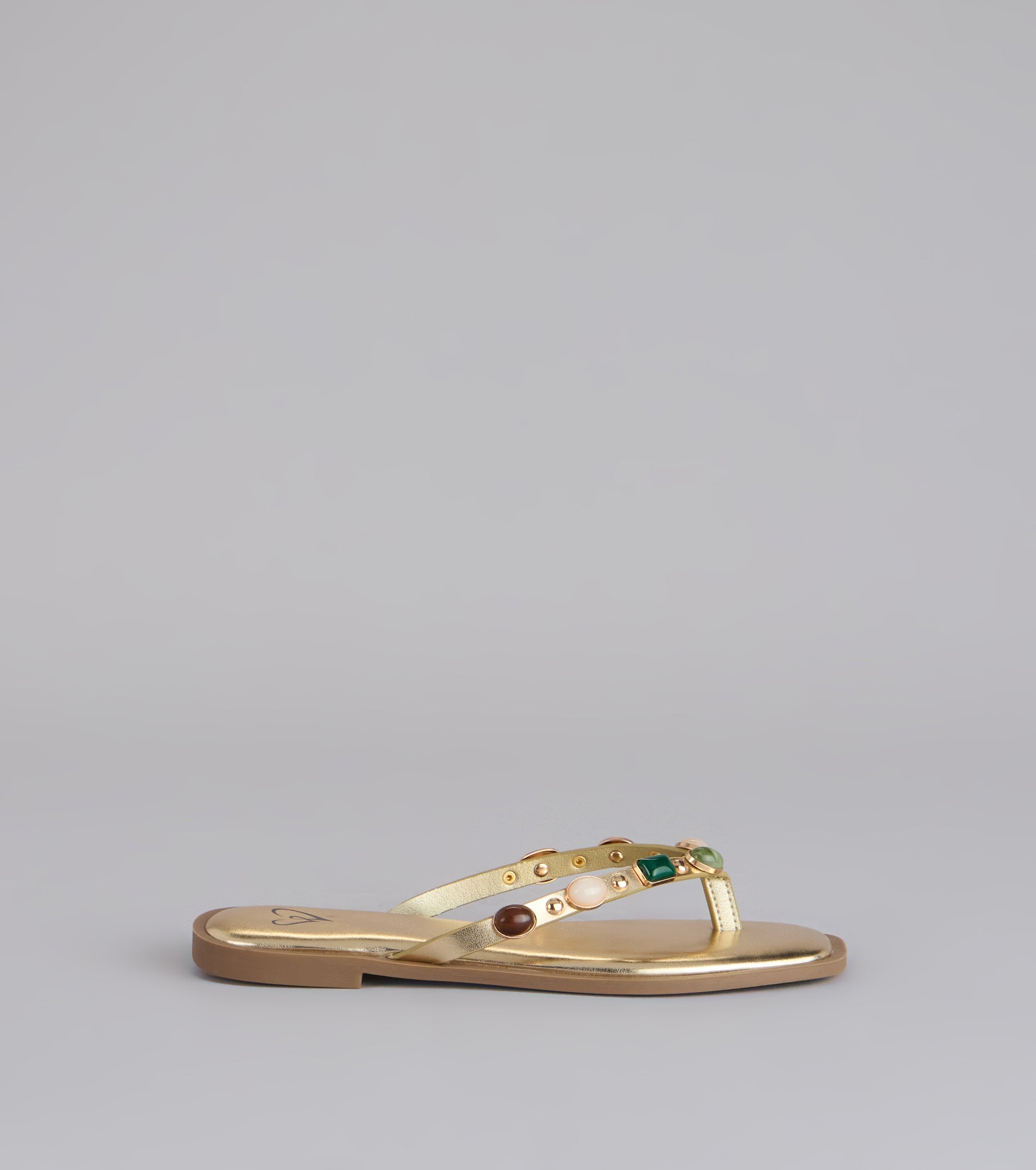 Sunlit Shine Stone Thong Sandals
